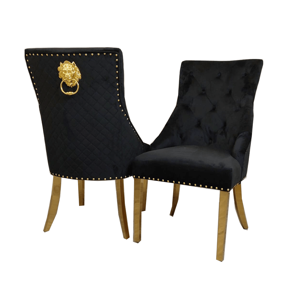 Louis Gold Marble Effect Dining Table Set