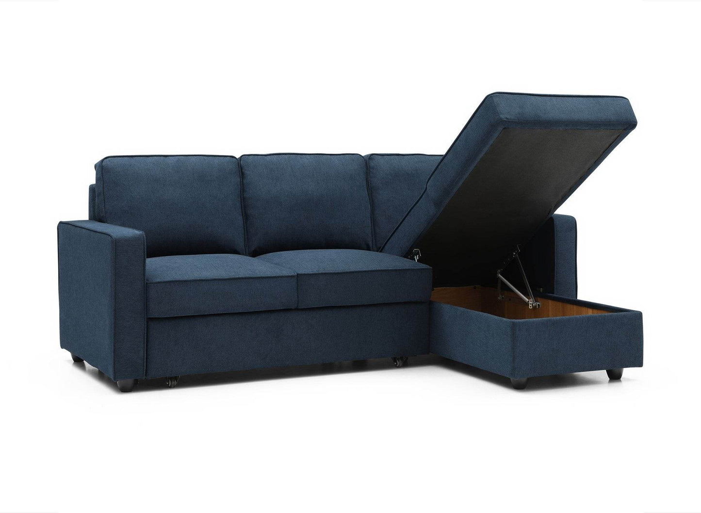 Ashton Themis Blue Soft Textured Weave Reversible Corner Modern Sofa Bed