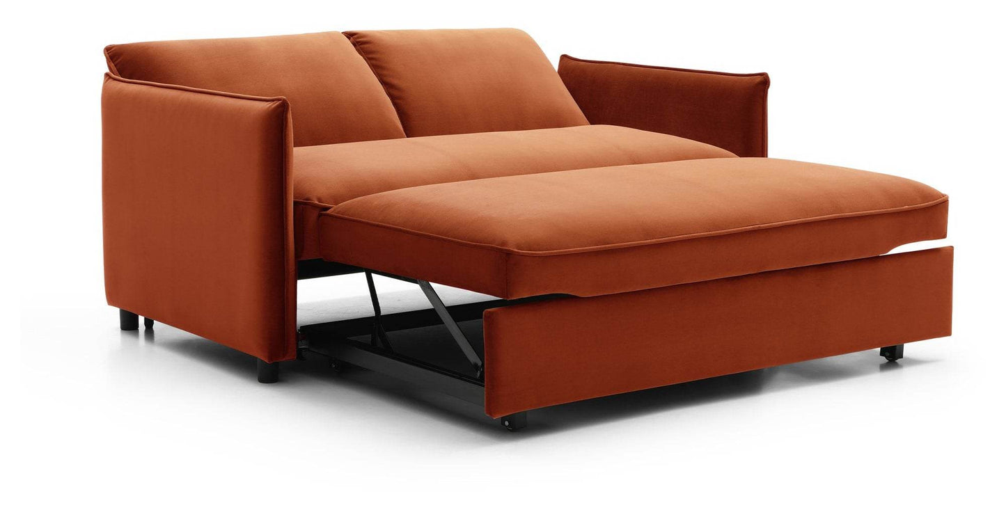 Luna Athena Burnt Orange Velvet Pop-up Modern Sofa Bed
