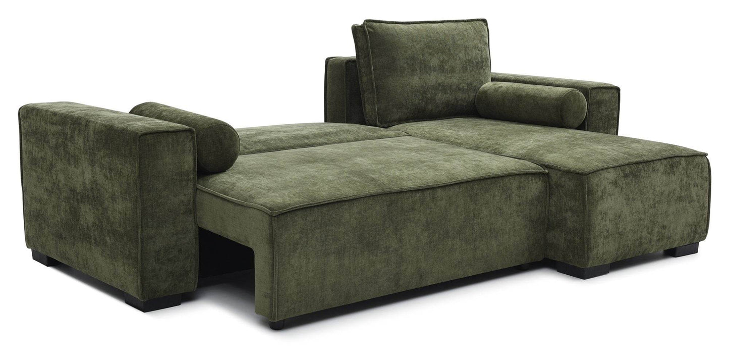 Harrison Eryx Olive Chenille Reversible Corner Modern Sofa Bed