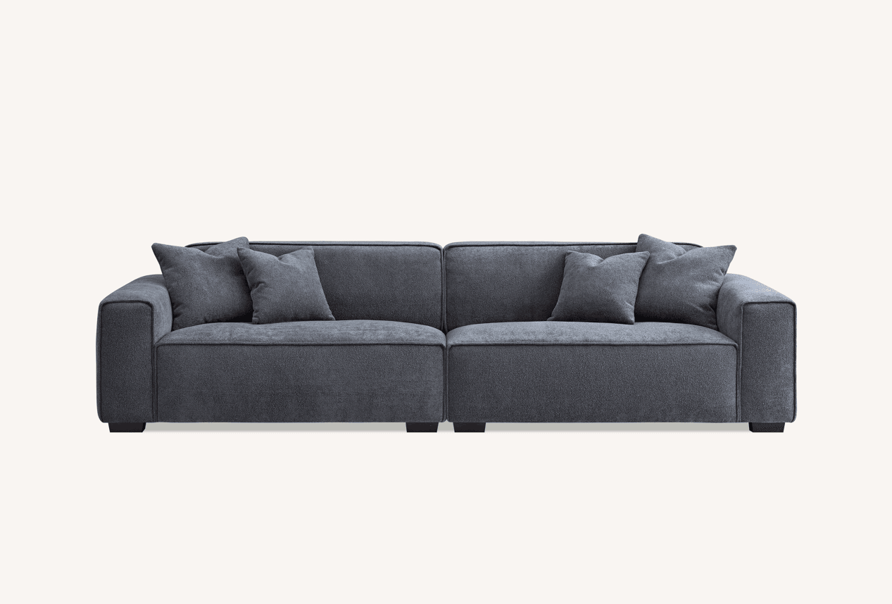 Aluxo Charcoal Boucle Dakota 4 Seater Chaise Sofa