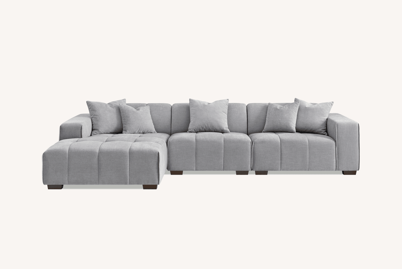 Aluxo Cloudy Grey Boucle Leonard 6 Seater Left Hand Corner Sofa