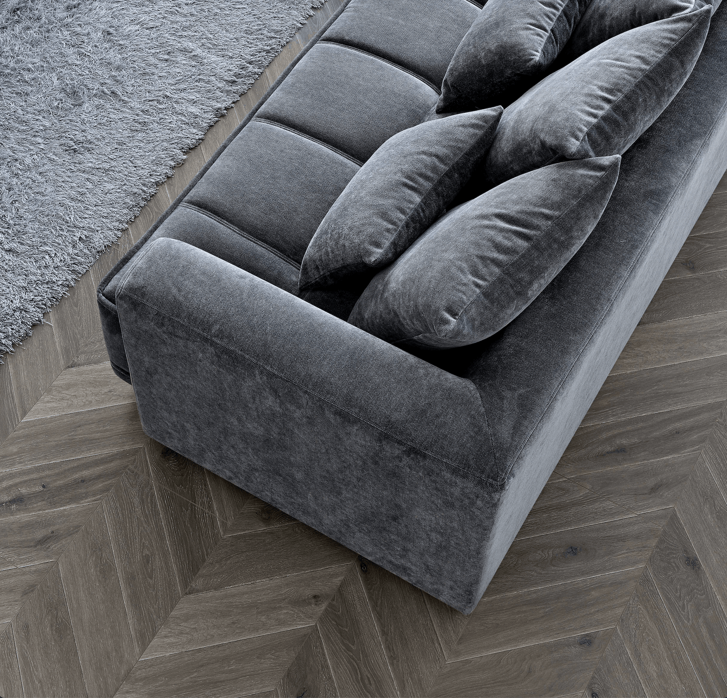 Aluxo Steel Velvet Gramercy 3+2 Seater Sofa