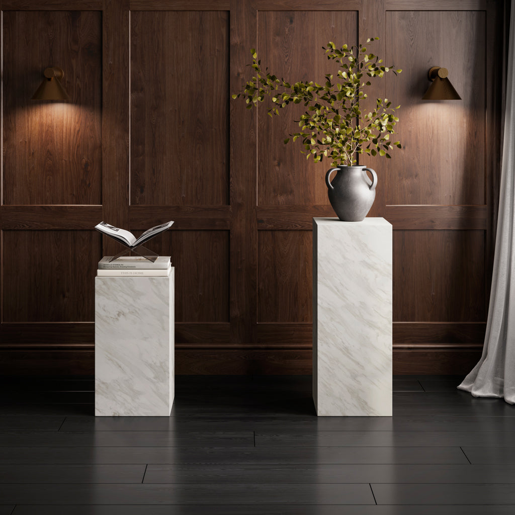 Sur White Marble Small Pedestal