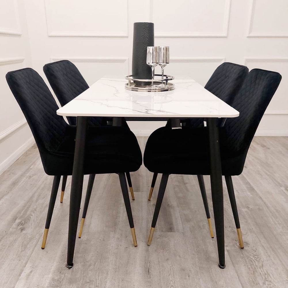 Titus Polar White Sintered Stone 1.4m Dining Table