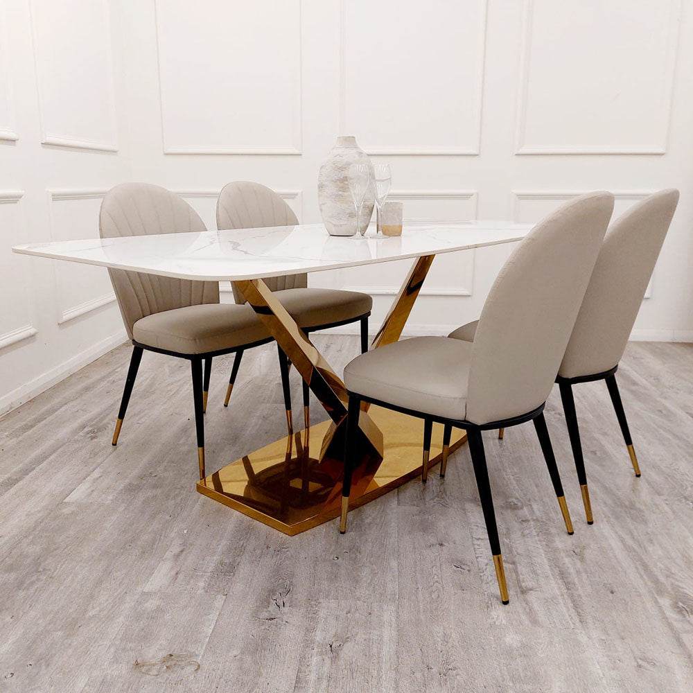 Valeo Gold Polar White Sintered Stone 1.8m Dining Table