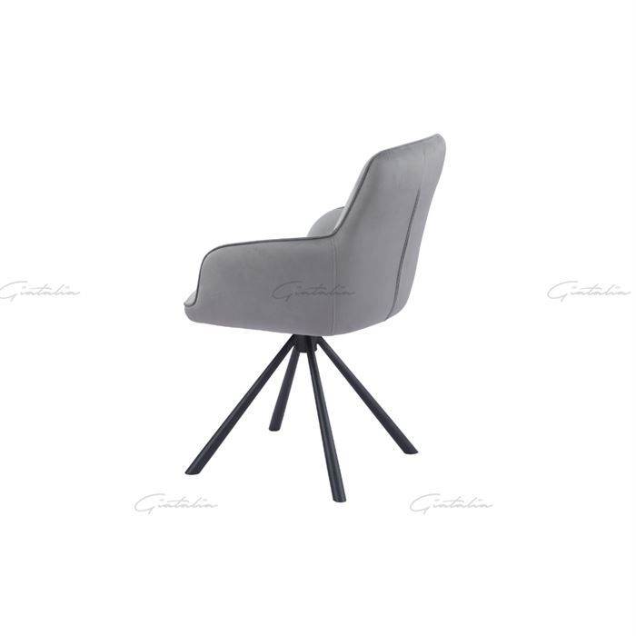 Amalia Swivel Grey French Velvet Arm Dining Chair