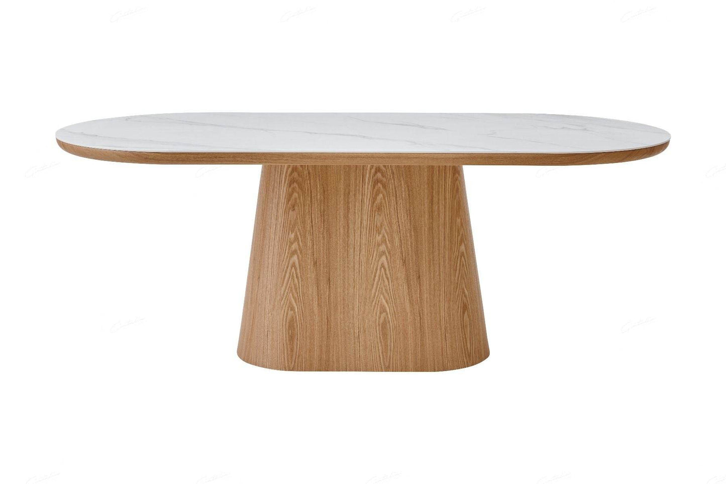 PRE- ORDER DELIVERY FROM SEP Bianca Beech & White Sintered Stone Oval 2m Dining Table