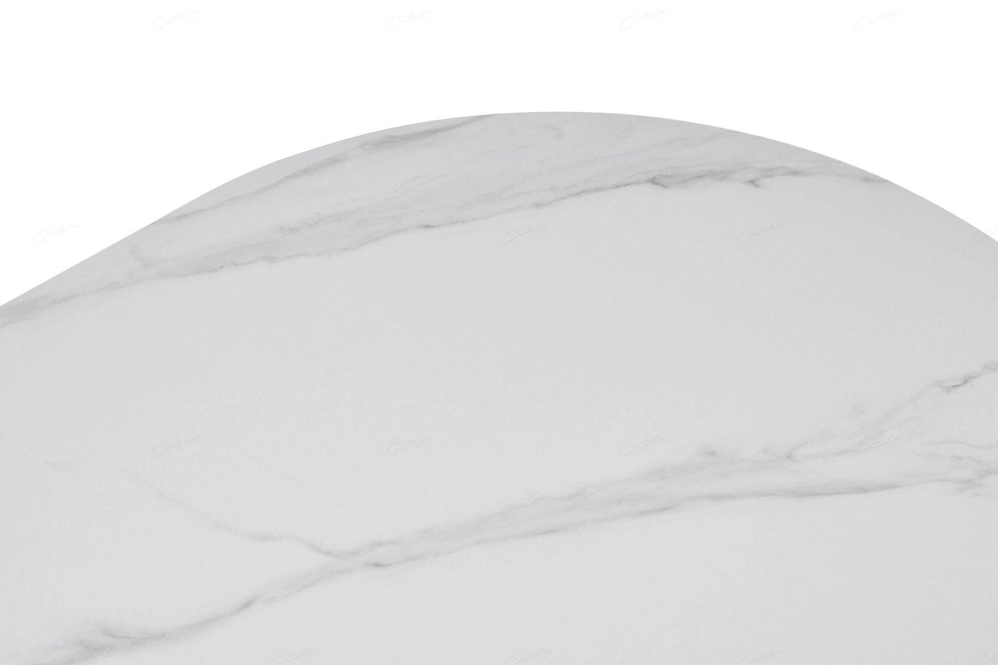 PRE- ORDER DELIVERY FROM SEP Bianca Walnut & White Marble Effect Sintered Stone Oval 2m Dining Table