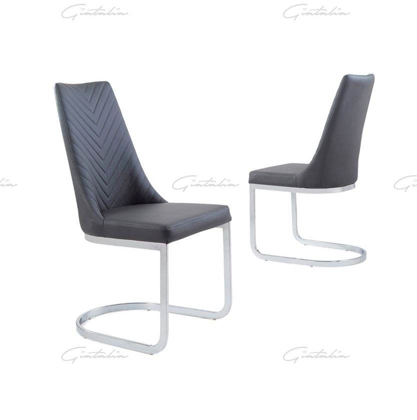 Curva Grey PU Dining Chair