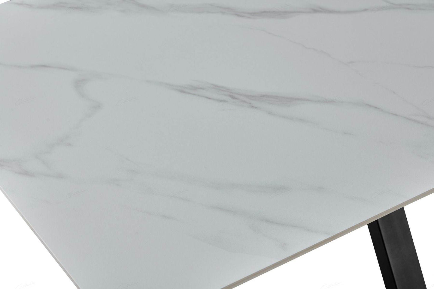 Milana White Sintered Stone Extending Cross Leg Dining Table