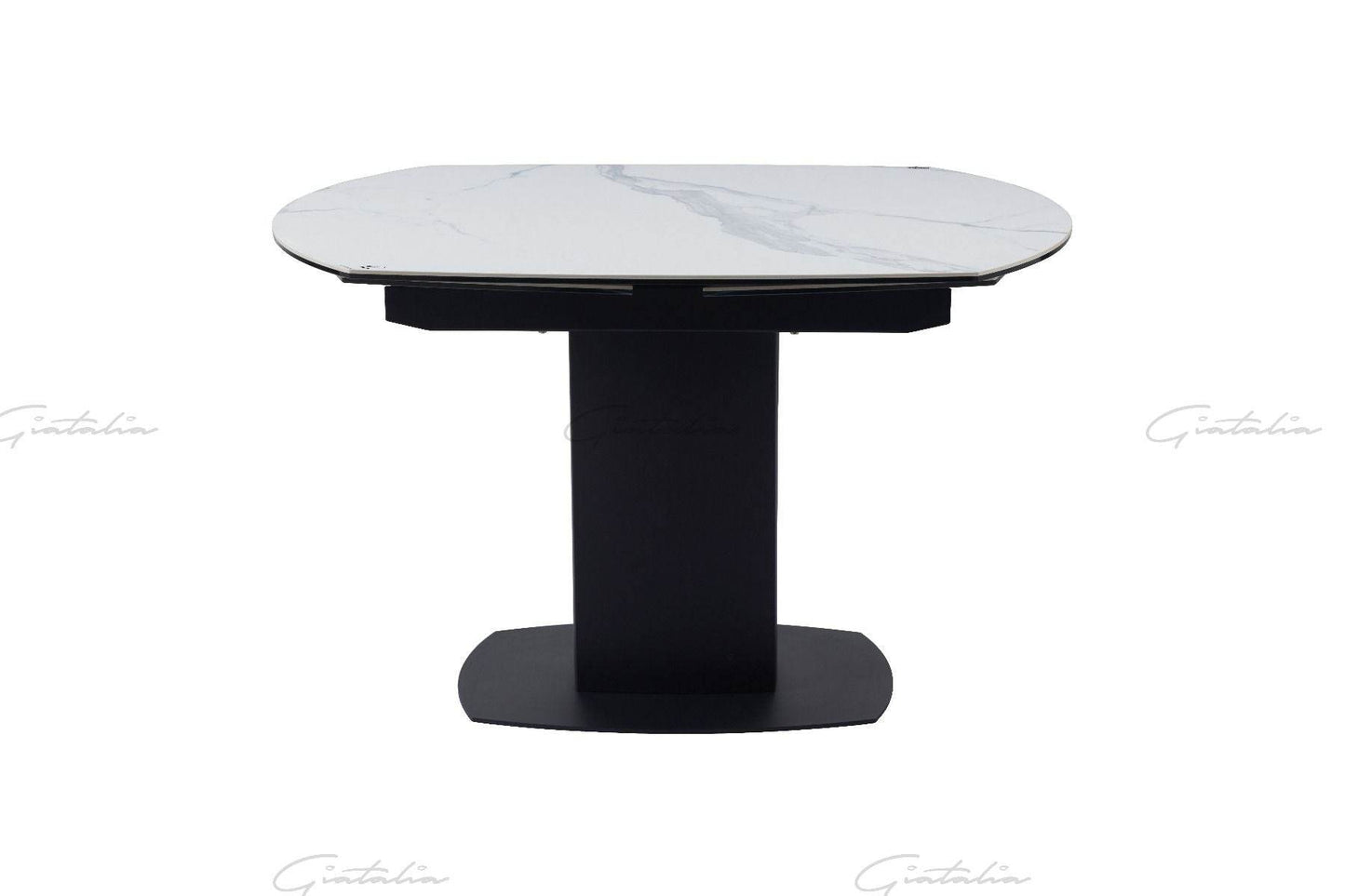 Ritz Swivel White / Grey Ceramic Marble Extending Dining Table