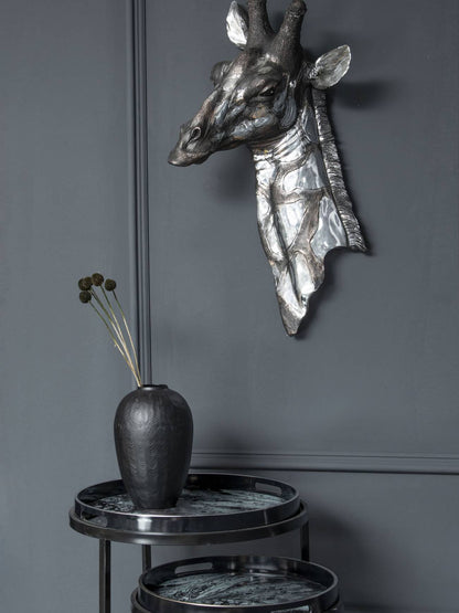 Dappled Silver Giraffe Head Wall Plaque