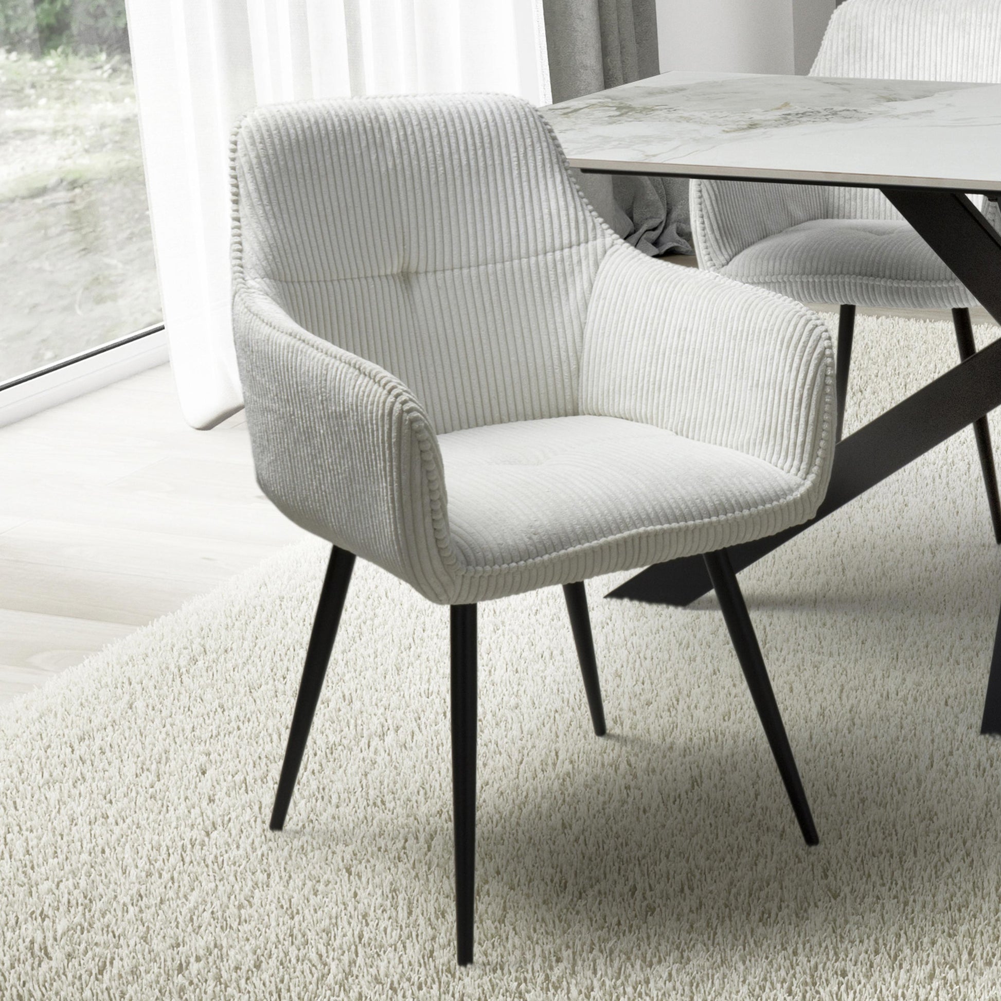 Rotana Round White & 4 Denver Dining Set