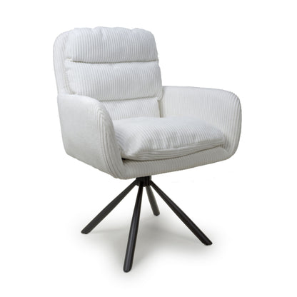 Rotana Round White & 4 Cassidy White Dining Set