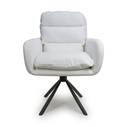 Rotana Round White & 4 Cassidy White Dining Set