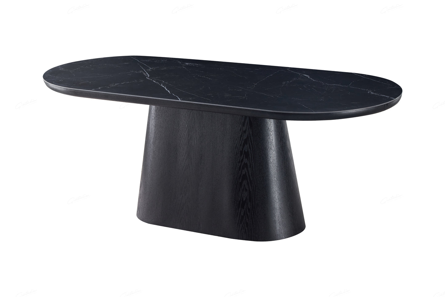 Bianca Black & Black Sintered Stone Oval 2m Dining Table