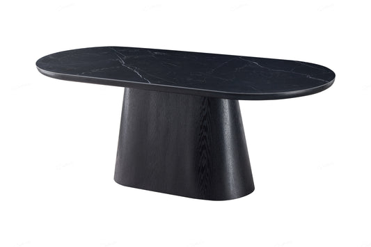 Bianca Black & Black Sintered Stone Oval 2m Dining Table