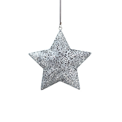 Filigree Metal Silver Star Decoration