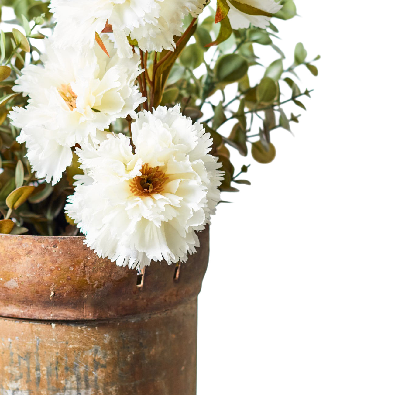 Faux Stem Frilly Poppy White