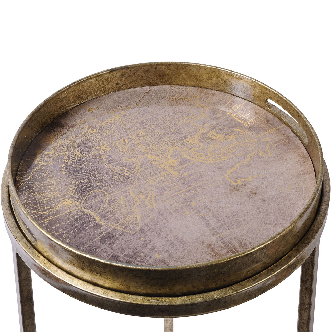 Vienna Antique Gold Atlas Set Of 2 Side Tray Tables