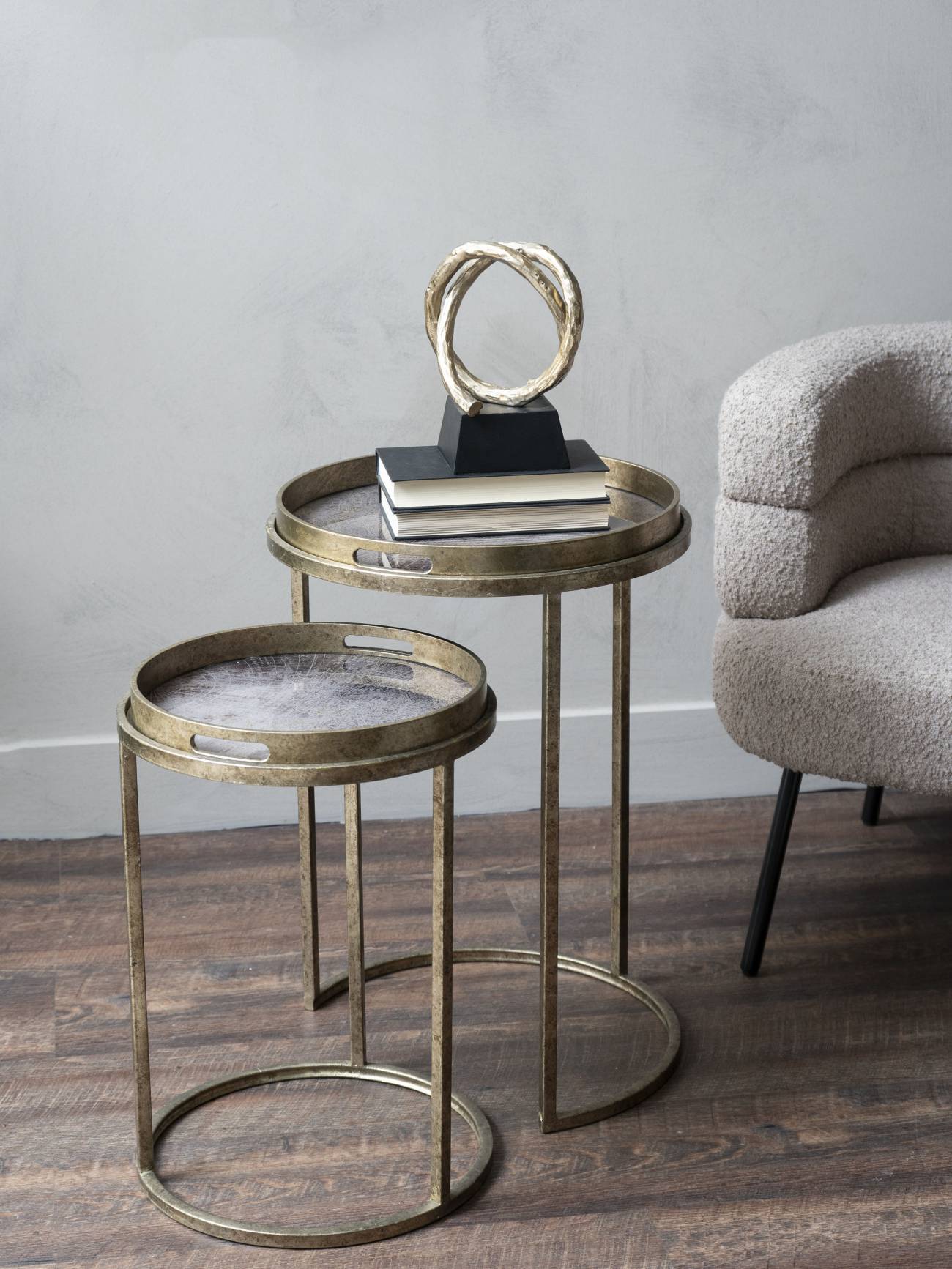 Vienna Antique Gold Atlas Set Of 2 Side Tray Tables