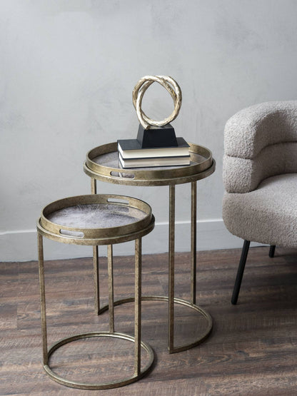 Vienna Antique Gold Atlas Set Of 2 Side Tray Tables