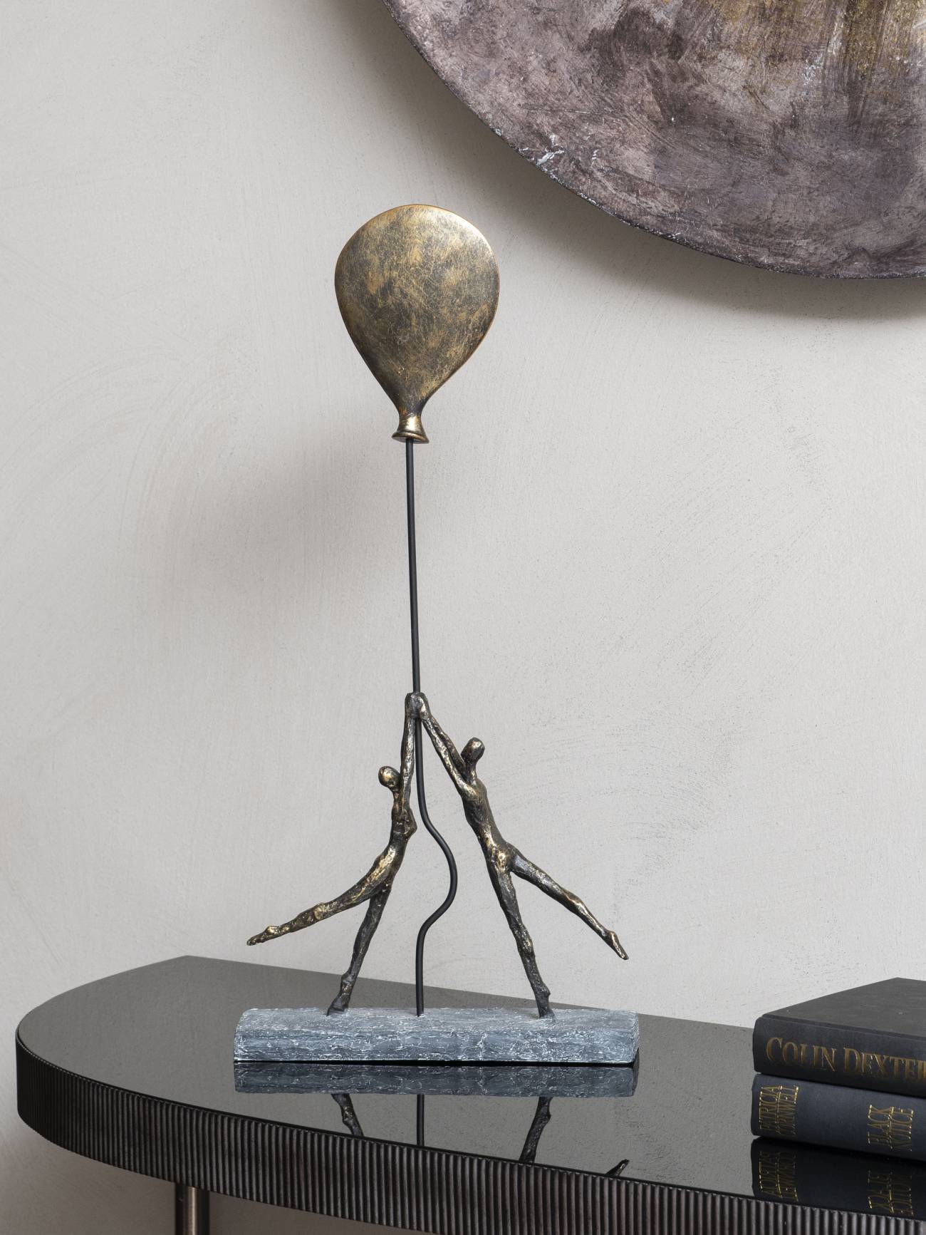Antique Bronze Couple With Balloon Sculpture