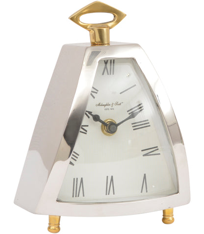 Isosceles Nickel Curved Front Mantel Clock