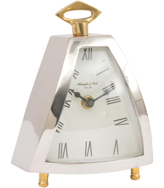 Isosceles Nickel Curved Front Mantel Clock