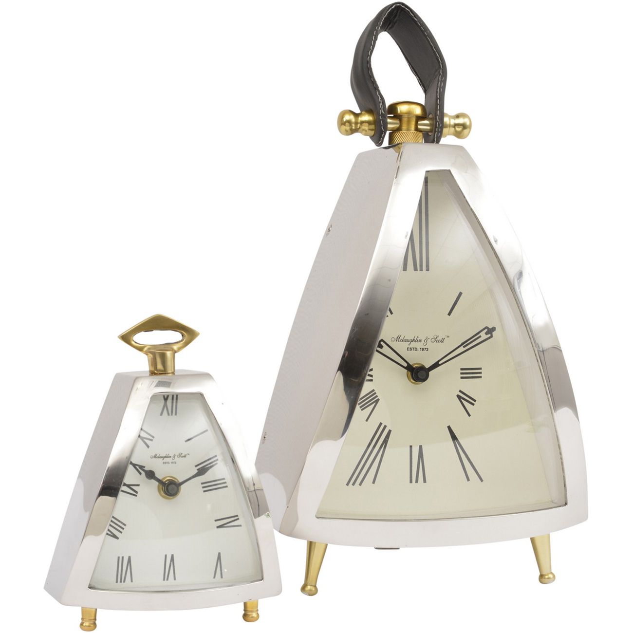 Isosceles Nickel Curved Front Mantel Clock