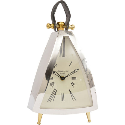 Isosceles Nickel Curved Front Mantel Clock