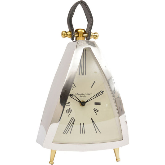 Isosceles Nickel Curved Front Mantel Clock