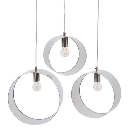 Ara Set Of 3 Silver Ring Pendants E27 60W 3