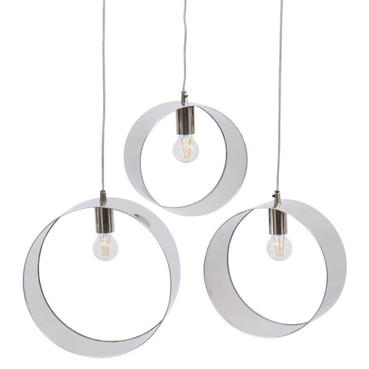 Ara Set Of 3 Silver Ring Pendants E27 60W 3