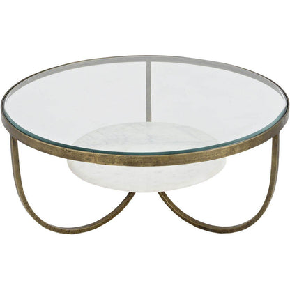 Nolita White Marble And Antique Gold Iron Coffee Table - Pak Tao