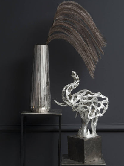 Addo Abstract Elephant Head Sculpture in Silver Resin