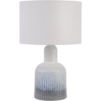 Grey Porcelain Lamp with Ribbed Detailing and White Shade Small