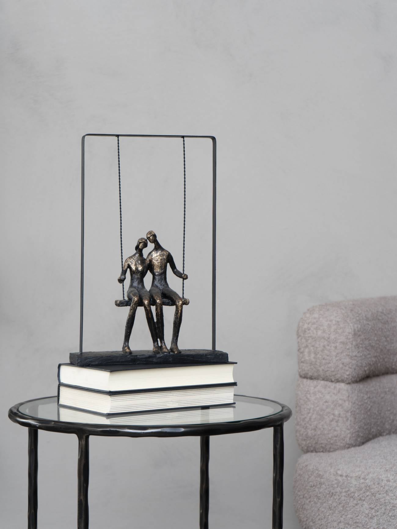Couple Sitting on Swing Bronze Figurative Sculpture