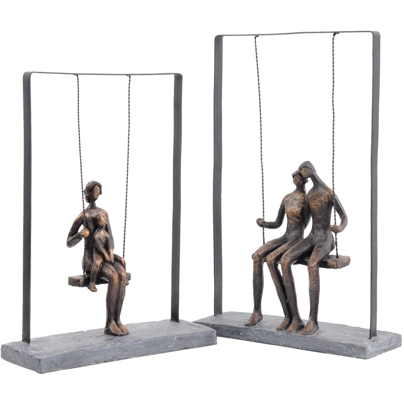 Couple Sitting on Swing Bronze Figurative Sculpture