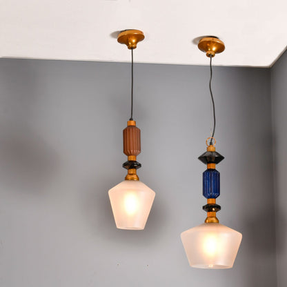 Alena Ink blue and frosted glass pendant E27 60W