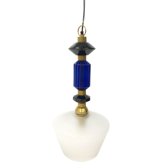 Alena Ink blue and frosted glass pendant E27 60W