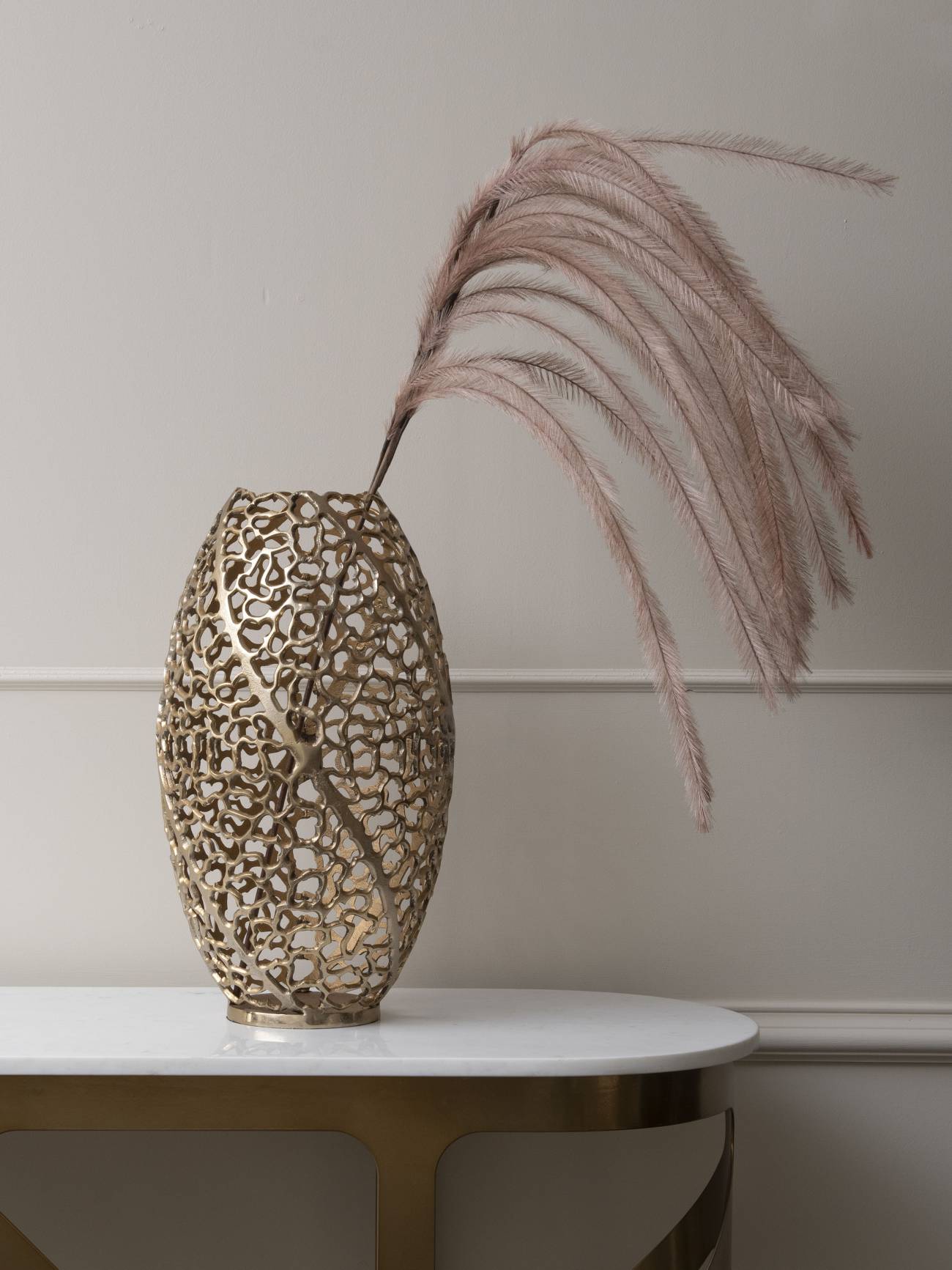 Aussie Gold Coral Aluminium Barrel Vase 26x48cm