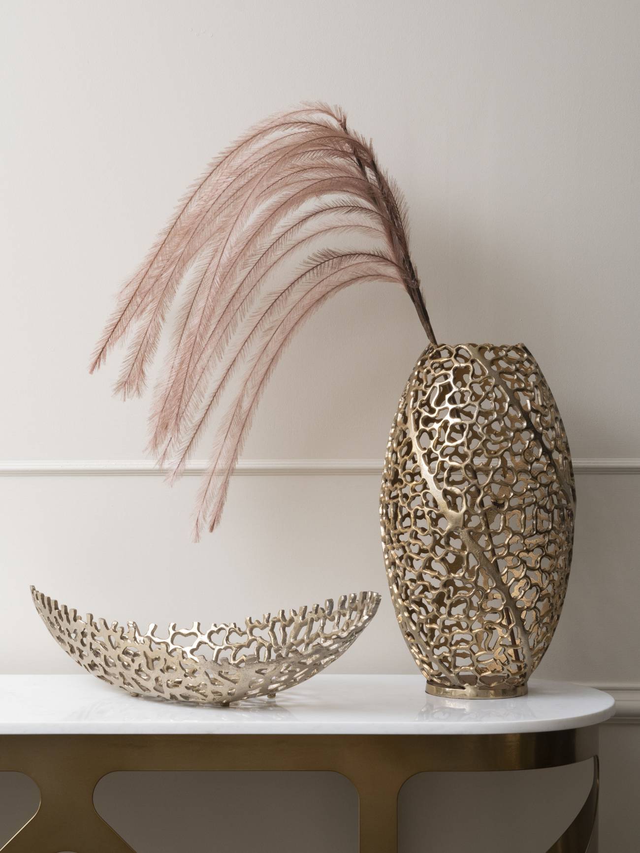 Aussie Gold Coral Aluminium Ellipse Bowl 13.5x62x26cm