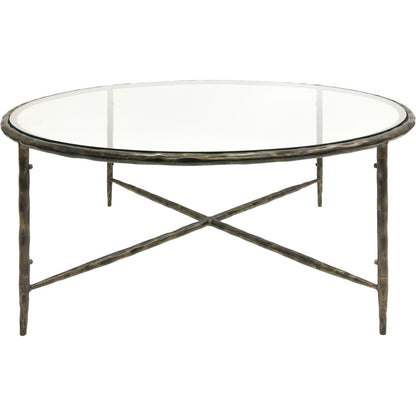 Patterdale Hand Forged Round Coffee Table Dark Bronze Finish with  Glass Top