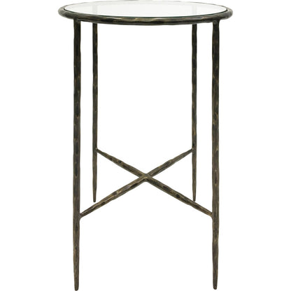 Patterdale Hand Forged Side Table Dark Bronze Finish with Glass Top
