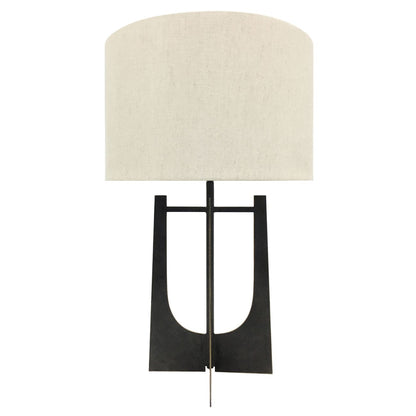 Glenthorpe Hammered Iron Table Lamp Gilded Oak with Irish Linen Shade - E27 60W