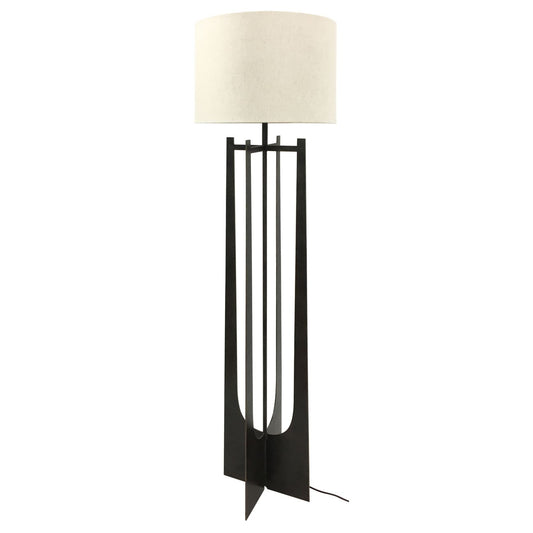 Glenthorpe Hammered Iron Floor Lamp Gilded Oak Finish - E27 60W
