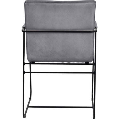 Belton Metal Framed Dining Chair With Arms Concrete colour Leather