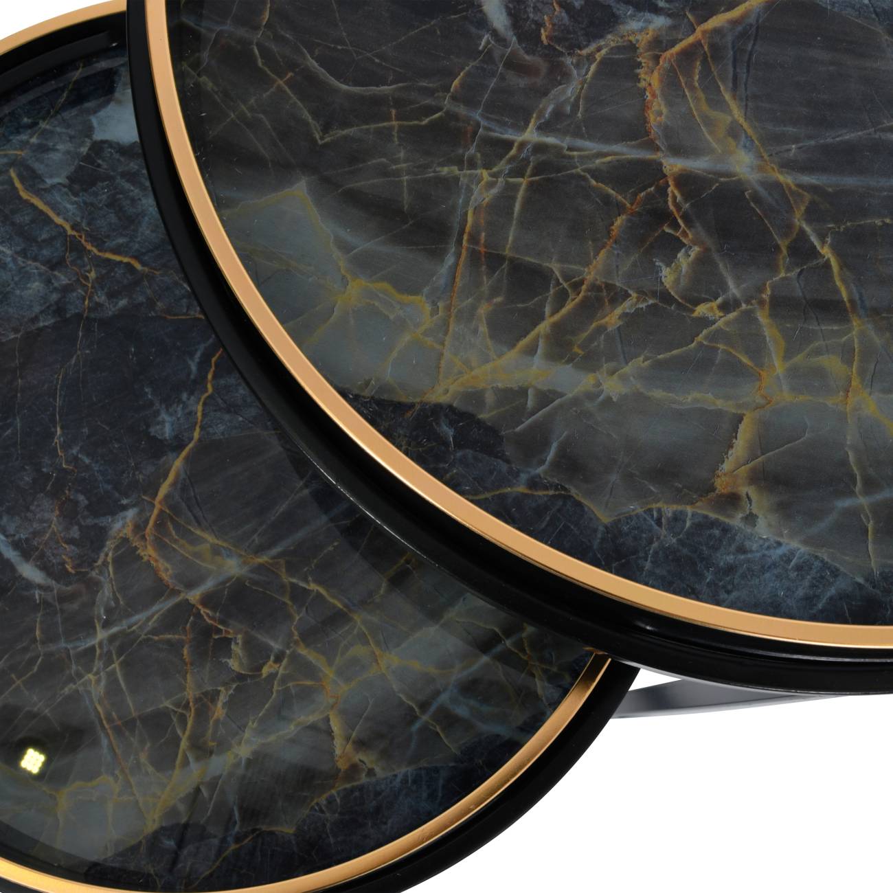 Vesuvius Black and Gold Set of 2 Side Tray Tables